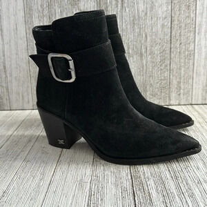 Sam Edelman Leonia Buckle Suede Pointed Heel ankle boots